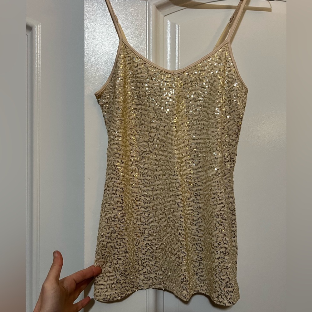 Express gold sequin spaghetti strap tank top size XS